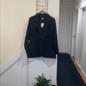 Women’s dark blue denim jacket / blazer, Sz 2X, by “d & co.” Slight stretch, NWT